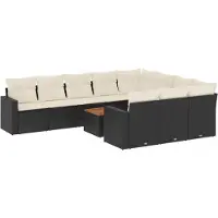 vidaXL 11-delige Loungeset met kussens poly rattan zwart