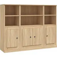 vidaXL Hoge kasten 3 st bewerkt hout sonoma eikenkleurig