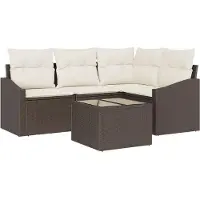 vidaXL Tuinbank Set 5 st Bruin en Crème poly rattan