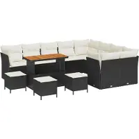 vidaXL Tuinbank Set 12 st Zwart poly rattan