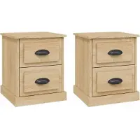 vidaXL Nachtkastjes 2 st 39x39x47,5 cm bewerkt hout sonoma eikenkleur