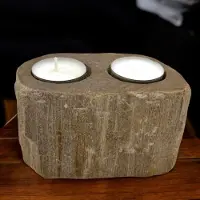 Ancient Wisdom - Waxinelichtjeshouder - Kaarsenhouder multicolor van versteend hout - wierookhouder - boeddha - meditatie - spiritueel - decoratie