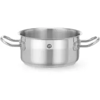 Hendi Lage kookpan - roestvast staal met aluminium kern - zonder deksel - diameter 16 cm x hoogte 8,1 cm - 1,5 liter - zilver - voor alle warmtebronnen, inductie