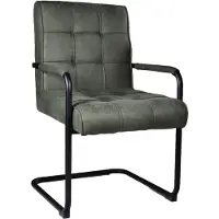 Lizzely Garden & Living Eetkamerstoel met armleuning Indy donkergroen microvezel eetstoel
