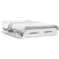 vidaXL Bedframe met lades, wit, 160x200 cm, houtvezel