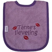 Funnies Paarse slab met "Tante's lieveling" - kraamcadeautje, verjaardag, cadeautje, baby, paars, lila