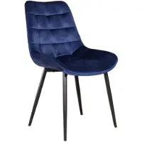Lizzely Garden & Living SET DEAL: 4 stuks Eetkamerstoel De Vince donkerblauw velvet eetstoel zetel
