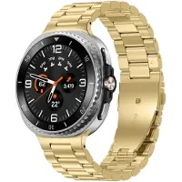 Strap-it Stalen schakel band - RVS bandje met vlindersluiting geschikt voor Samsung Galaxy Watch 8 - 40mm / Galaxy Watch 8 - 44mm / Galaxy Watch 8 Classic (goud / gold)