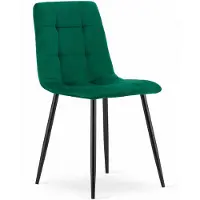 Leobert Eetkamerstoel KARA Groen – Velvet Bekleding, Ergonomisch Design, Zwarte Metalen Poten, Comfortabele Zitting, Max. 120 kg