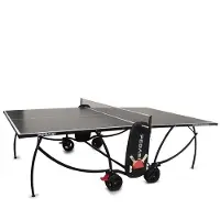 Pegasi 800 Outdoor Tafeltennistafel – 274×152,5×76 cm – ACP 5 mm – Inklapbaar met Dubbele 200 mm Wielen – 30 mm Randlijst – Compact Opbergen – Black