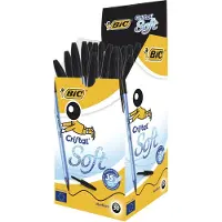 BIC Balpen - - Cristal Soft - Niet terugtrekbaar - Zwart - Doos van 50
