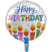 We Fiesta Folieballon rond happy birthday stippen & kaarsen 46 cm
