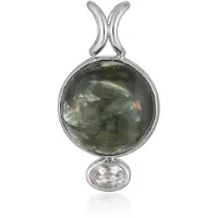 Cavill - Zilveren hanger - 925 Sterling Zilver gerhodineerd - Serafiniet 11 5 ct & Witte Topaas 0 6 ct - Handgemaakt, Minimalistisch, Groen Wit