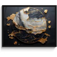 PosterMonkey Poster in lijst - Fotolijst 70x50 cm - Posters - Kunst - Goud - Zwart - Modern - Abstract - Posterlijst zwart - Decoratie - Wanddecoratie woonkamer - Muurdecoratie slaapkamer