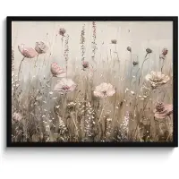 PosterMonkey Poster in lijst - Fotolijst 70x50 cm - Posters - Bloemen - Roze - Modern - Beige - Posterlijst zwart - Decoratie - Wanddecoratie woonkamer - Muurdecoratie slaapkamer