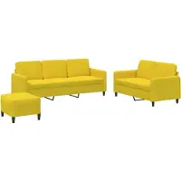 vidaXL 3-delige Loungeset fluweel geel