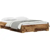 vidaXL Bedframe met lades, gerecycled hout, 140 x 200 cm, houtvezel