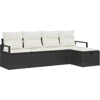 vidaXL Bankstel 5 st 5-Aantal zitplaatsen Zwart en Crème poly rattan