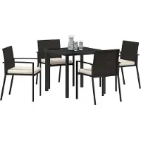 vidaXL Tuin Eettafel Set 5 st Zwart Gepoedercoat staal