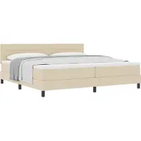 vidaXL Boxspring bed met hoofdeinde Crème 200 x 200 cm Stof