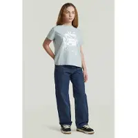 G-Star T-shirt lichtblauw Meisjes Katoen Ronde hals Printopdruk - maat 152