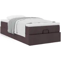 vidaXL Ottoman bed met matras 90x200cm stof donkerbruin