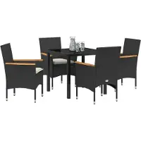 vidaXL Tuin Eettafel Set 5 pcs Zwart poly rattan