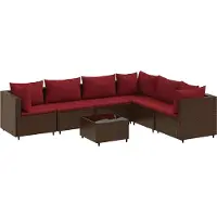 vidaXL 7-delige Loungeset met kussens poly rattan bruin