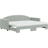 vidaXL Slaapbank onderschuifbed matrassen 100x200cm fluweel lichtgrijs