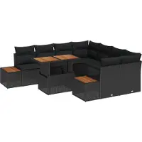 vidaXL Tuinbank Set 9 st Zwart poly rattan