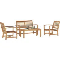 vidaXL Tuinset met 4 tuinstoelen, naturel, massief teakhout