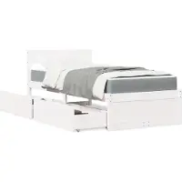 vidaXL Bed met lades en matras massief grenenhout wit 90x200 cm