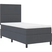 vidaXL LED boxspringbed, donkergrijs en wit, 90 x 190 cm, cordstof