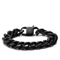 Lucleon 16 mm Zwarte Stalen Schakelarmband