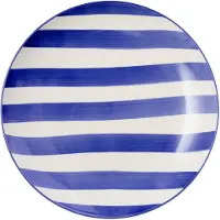 J-Line bord Gestreept - keramiek - blauw/wit - large - 6 stuks