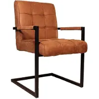 Lizzely Garden & Living SET DEAL: 6 stuks Eetkamerstoel met armleuning Milan cognac microvezel industrieel eetstoel zetel