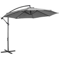 Merax Zweefparasol 295 cm - Met Handslinger - Stalen Frame - Polyester Doek - Inclusief Kruisvoet - Parasol voor Tuin Terras en Balkon - Grijs