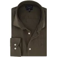 Tommy Hilfiger overhemd effen legergroen 100% linnen
