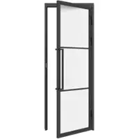 Inova complete glazen binnendeur- 90x201 - atelier - mat zwart - mat glas -3 vakken - tirant droit
