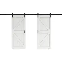 Inova complete dubbele schuifdeur hout - 180x215 - eiken wit - open systeem zwart-Softclose