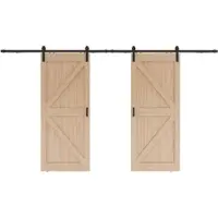 Inova complete dubbele schuifdeur hout - 180x215 - eiken - open systeem zwart- softclose