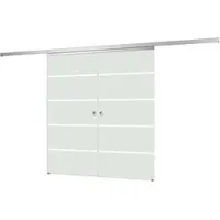 Inova complete glazen dubbele schuifdeur - 151x203 - matglas- rond greep -dubbele softclose