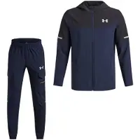 Under Armour Tech Utility Woven Trainingspak Full-Zip Kids Donkerblauw Zwart Zilver