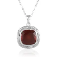 Cavill - Hessoniet Granaat Halsketting 7,28 ct - 925 Sterling Zilver Geplatineerd - Antiek Kussen Slijpsel - Elegante Dames Sieraden 45,7 cm