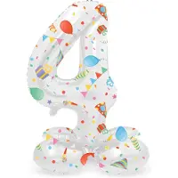 Folat - Staande folieballon Cijfer 4 Joyful Party - 41 cm