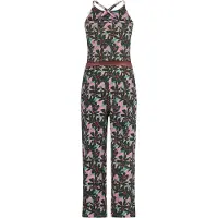 TYGO & vito gebloemde jumpsuit jersey olijfgroen Meisjes Katoen Ronde hals - maat 110-116