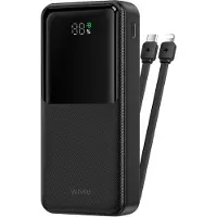 Wiwu Powerbank 20000mAh 2-in-1 kabel Type-C en Lightning - Digital display - Zwart