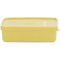 Tupperware KLEINE Broodtrommel Vierkant Geel | Lunchbox | Vintage trommel met deksel | Voor max. 2 sneetjes brood