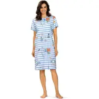 Comtessa Nachthemd 'Primavera' - Dames Nachtmode - Korte Mouw - Blauw - Maat 48