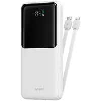 Wiwu Powerbank 10000mAh 2-in-1 kabel Type-C en Lightning - Digital display - Wit